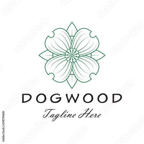 dogwood flower logo icon design vector flat isolated illustration