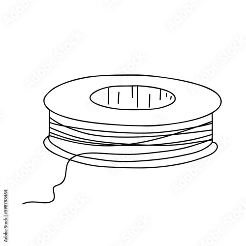 Dental Floss outline sketch. Vector doodle illustration isolated on white.