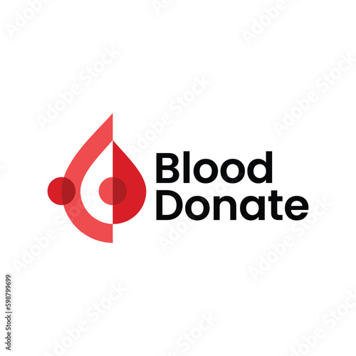 Blood Donate Donation Care Drop Share People Human Logo Vector icon illustration