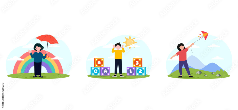 Happy Children's Day Flat Bundle Design Happy Children's Day Flat Bundle Design