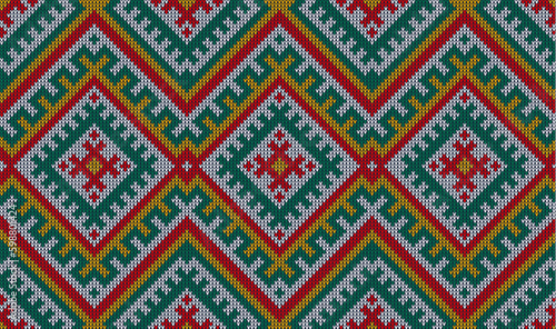 Aztec knitwear pattern, peruvian ethnic ornament. Peruvian traditional patchwork, African ethnic vector textile pattern or peru geometry wool carpet background. Mexican tribal clothing ornament