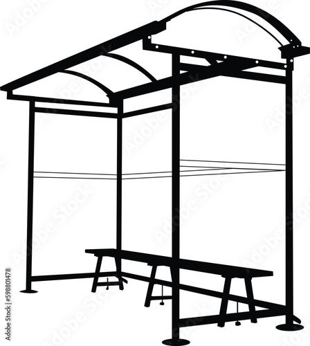 Vector illustration silhouette bus stop isolated on white background
