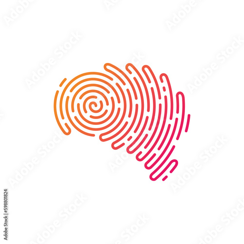 brain finger print fingerprint lock secure security logo vector icon illustration