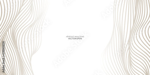 Vector abstract line art wavy smooth flowing dynamic grey gradient isolated white background in concept luxury, wave, ocean, mountain