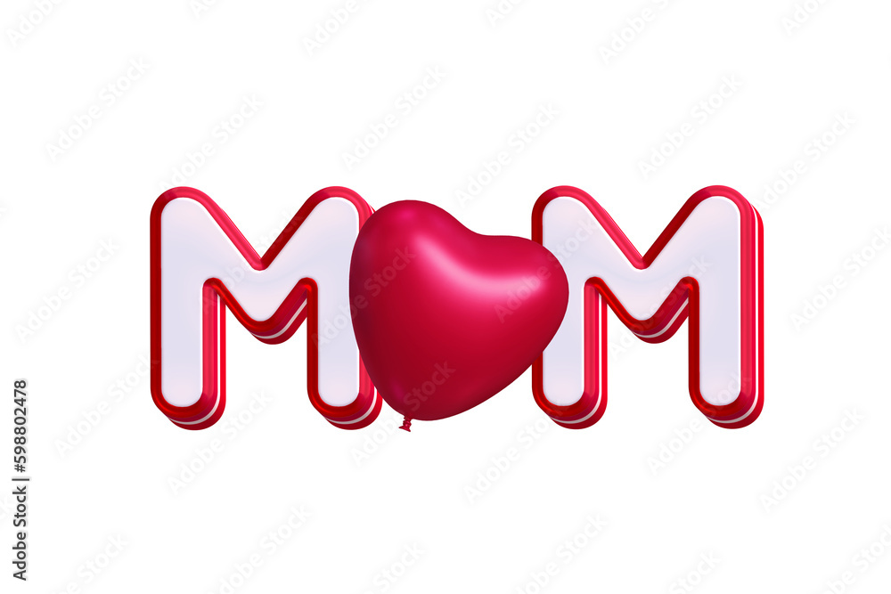 Happy mother's day concept mom 3d text cutout Happy mother's day concept mom 3d text cutout