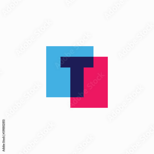 Letter T Lettermark Initial Multiply Overlapping Color Square Logo Vector Icon Illustration © gaga vastard