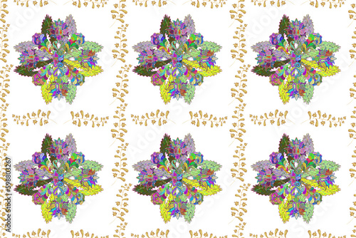 Foto Seamless pattern with interesting doodles on colorfil background