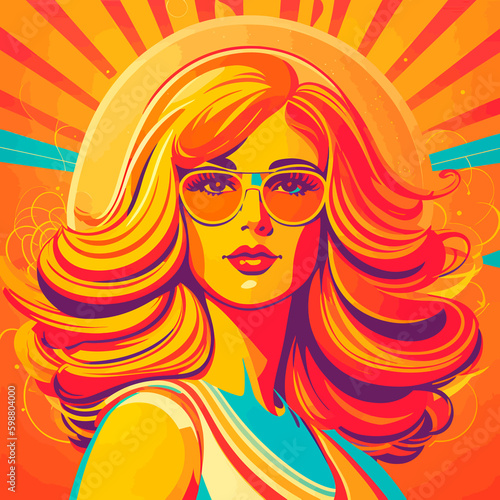 illustration vintage groovy Retro character  90s style  psychedelic