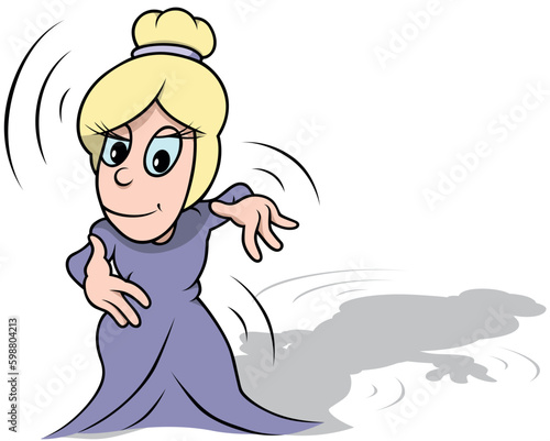 Blonde Fairy in a Purple Dress Conjures