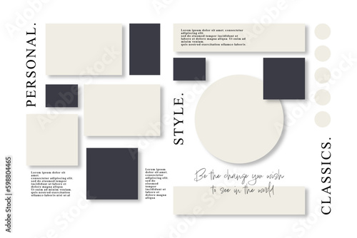 Vector photo collage template moodboard pictures grids vector illustration