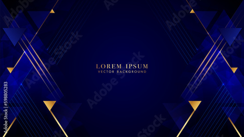 Blue and gold triangle diamond elegant Shine with Slant golden lines elements. Modern Abstract style vector design