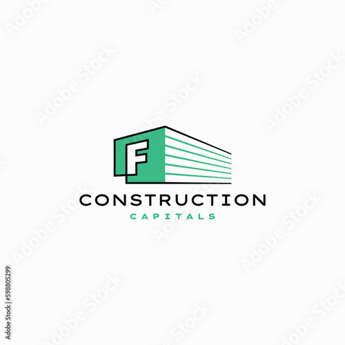 F Letter Construction 3D Perspective Logo Vector Icon Illustration