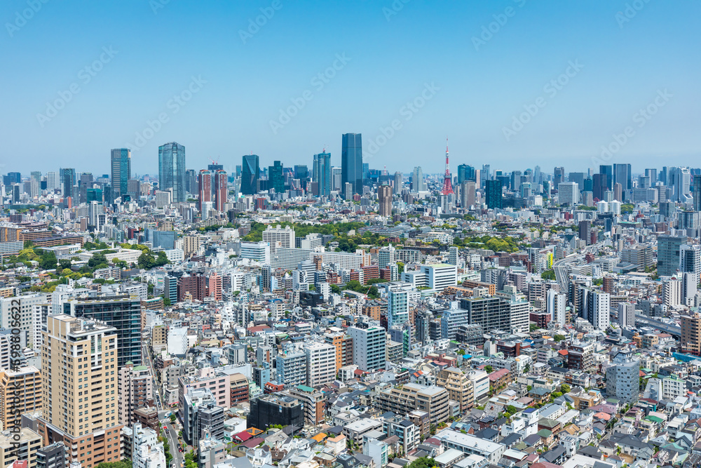 Fototapeta premium (東京都-都市風景)青空と東京都心の景観2