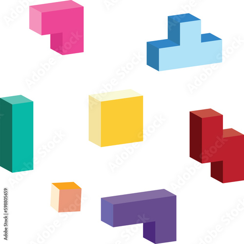 3D Colorful bricks