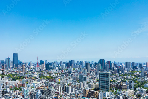 (東京都-都市風景)青空と東京都心の景観３