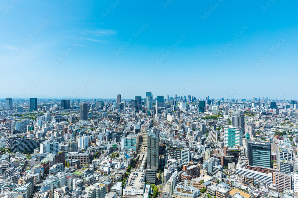 (東京都-都市風景)青空と東京都心の景観５