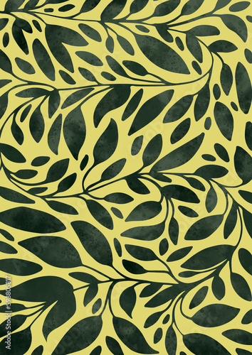 Seamless pattern of green leaves