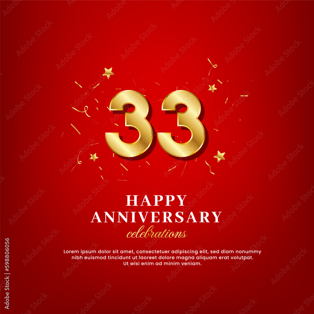 33 years of golden numbers, anniversary celebrating text, and ...