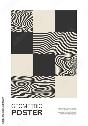 Minimal wall art poster with abstract shapes composition collage