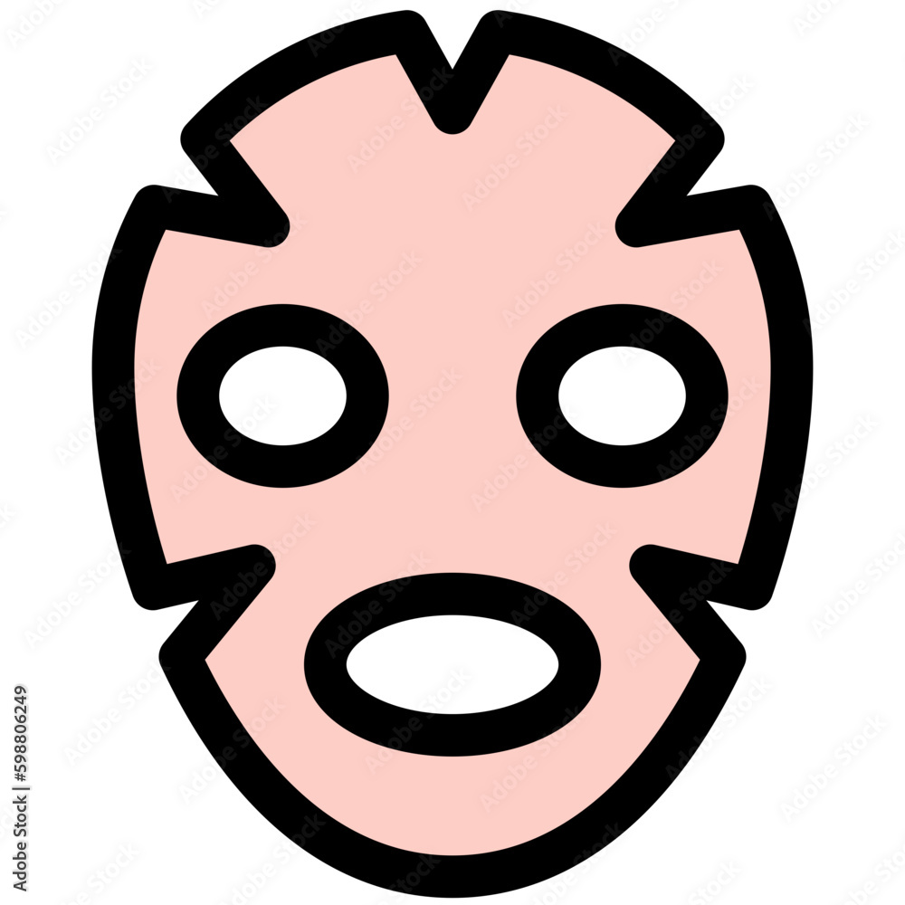 facial mask black outline filled color icon