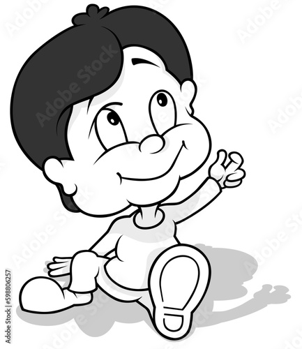 Drawing of a Sitting Dark-h...