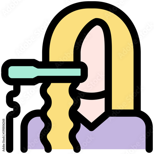 hair straightening black outline filled color icon