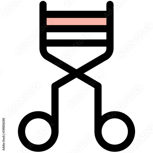 eyelash curler black outline filled color icon