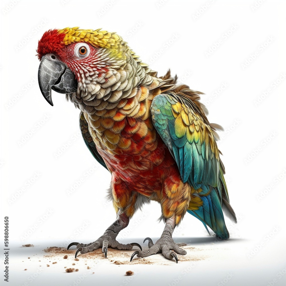 Fototapeta premium Parrot isolated on white background (Generative AI)
