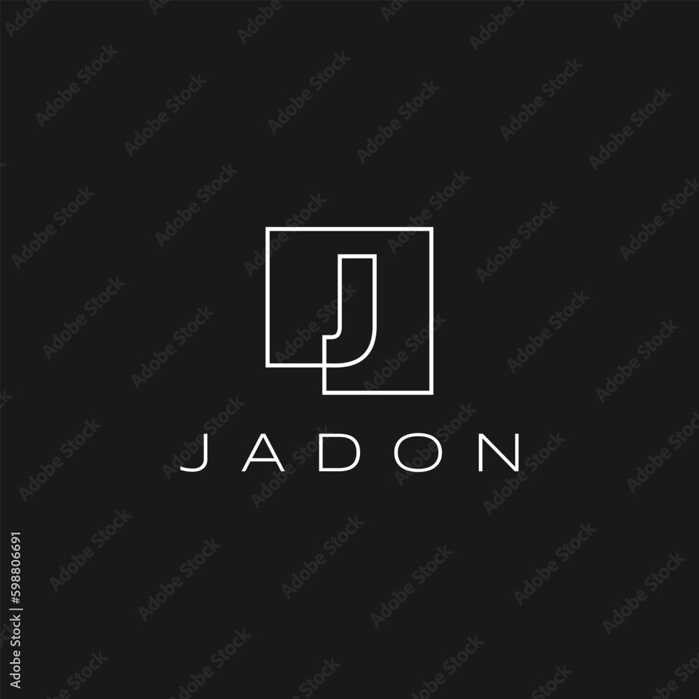Square J Letter Initial Lettermark Continuous Line White Outline on Black Logo Vector Icon Illustration Square J Letter Initial Lettermark Continuous Line White Outline on Black Logo Vector Icon Illustration