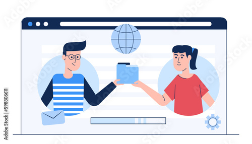 Two corporate Send, backup, copy, share document for data sharing.
