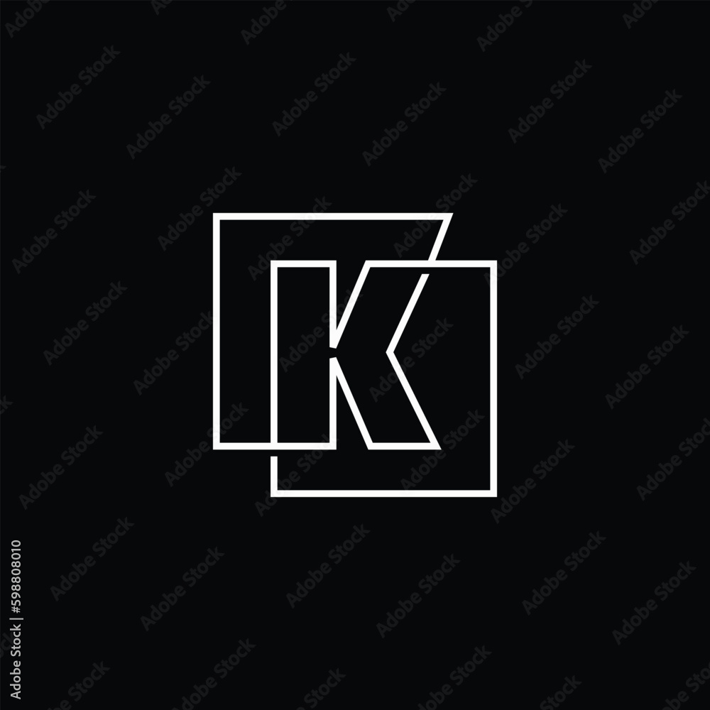 Letter K Lettermark Initial Overlapping Outline Square Logo Vector Icon Illustration Letter K Lettermark Initial Overlapping Outline Square Logo Vector Icon Illustration