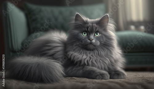 Nebelung cat. beautiful instagram photography - Generative AI
