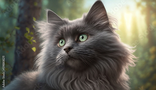 Nebelung cat. beautiful instagram photography - Generative AI
