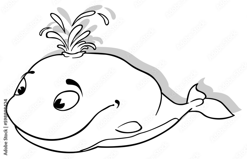 Drawing of a Whale with a Fountain of Water on his Head Drawing of a Whale with a Fountain of Water on his Head