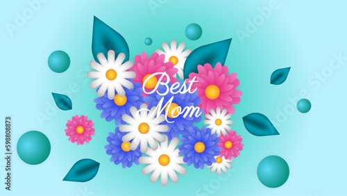 Happy mothers day set of flower labels and cards