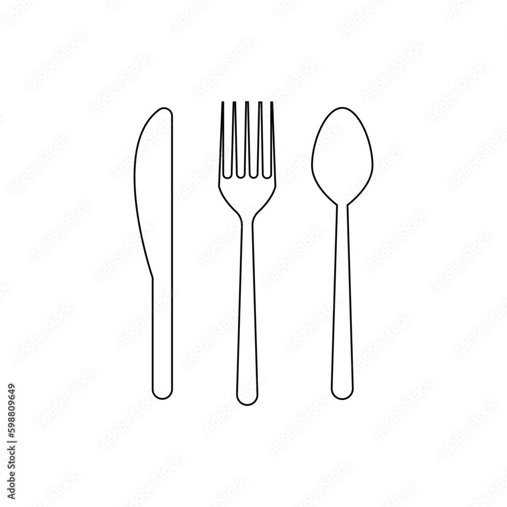 Plate fork and knife vector silhouette Plate fork and knife vector silhouette