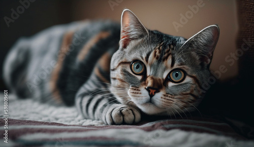 American Wirehair cat. beautiful instagram photography - Generative AI 