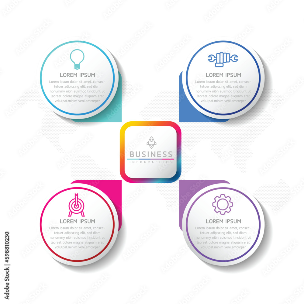 Vector infographic business presentation template with circular interconnection with 4 options. Vector infographic business presentation template with circular interconnection with 4 options.