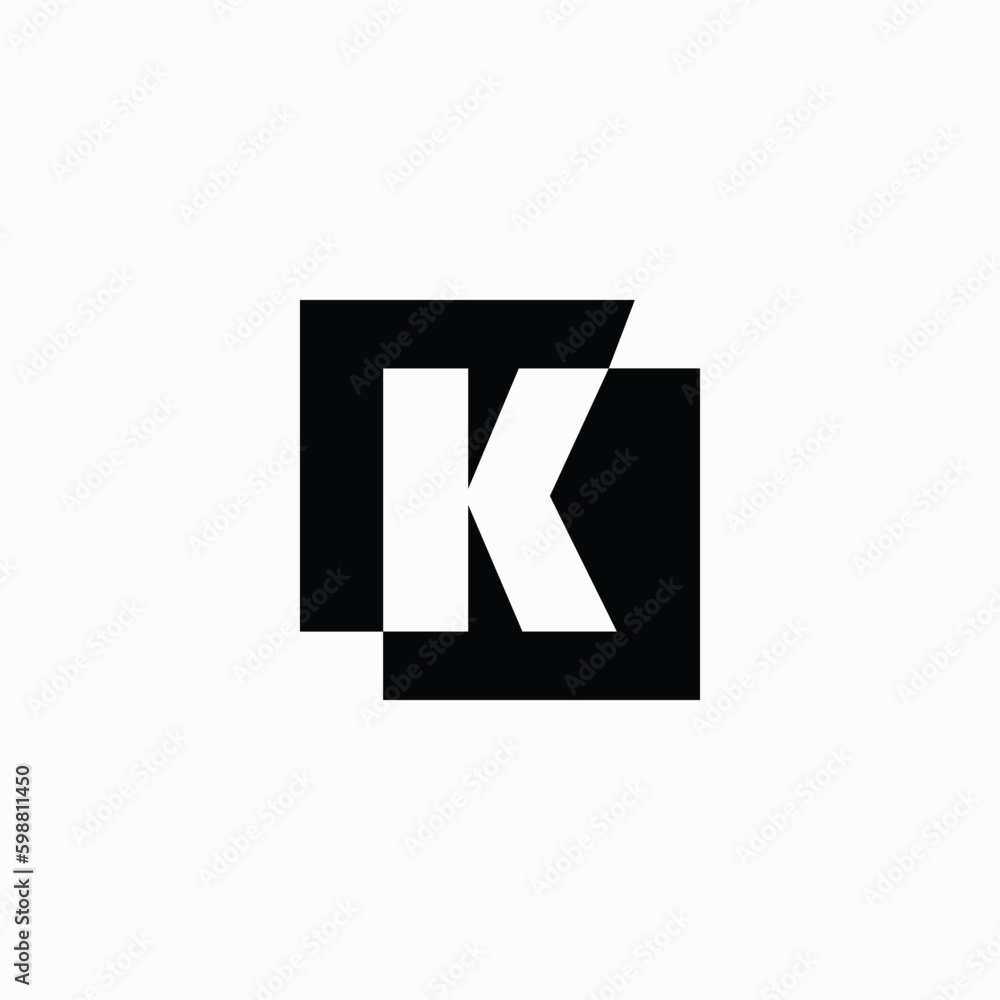 K Letter Lettermark Square Initial Negative Space Logo Vector Icon Illustration K Letter Lettermark Square Initial Negative Space Logo Vector Icon Illustration
