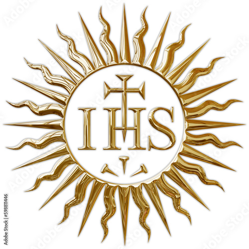 Jesuits gold symbol on the white background, illustration photo