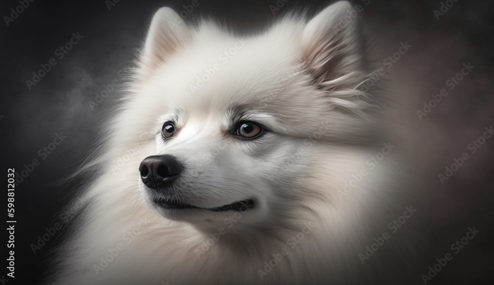 American Eskimo Dog dog. beautiful instagram photography - Generative AI
