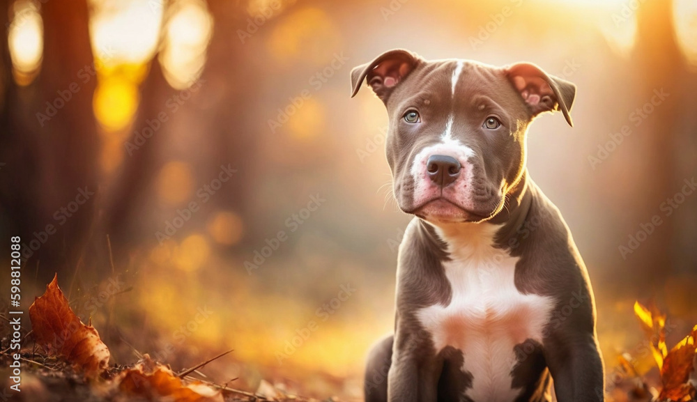 American Staffordshire Terrier dog. beautiful instagram photography - Generative AI

