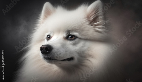 American Eskimo Dog dog. beautiful instagram photography - Generative AI 