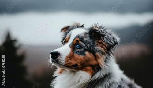 Australian Shepherd dog. beautiful instagram photography - Generative AI 