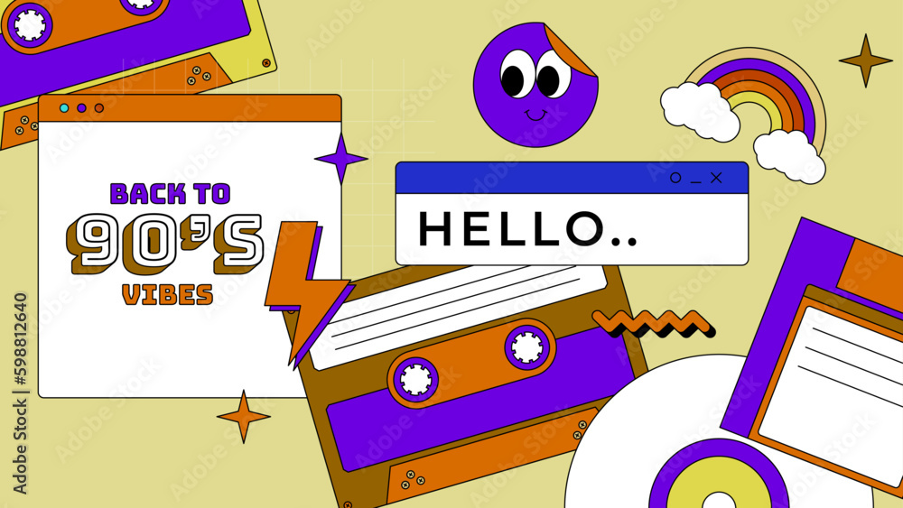 Naklejka premium Vector linear vintage vaporwave background