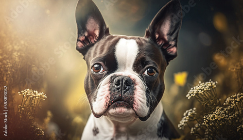 Boston Terrier dog. beautiful instagram photography - Generative AI

