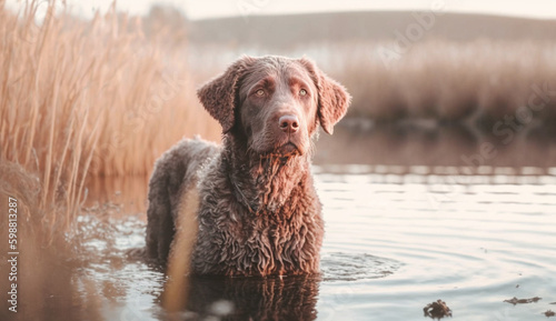 Chesapeake Bay Retriever dog. beautiful instagram photography - Generative AI
