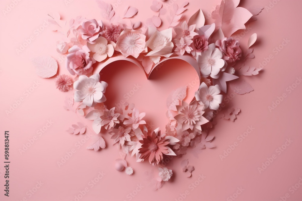 holiday card flower pink day rose heart love background valentine wedding. Generative AI. Generative AI