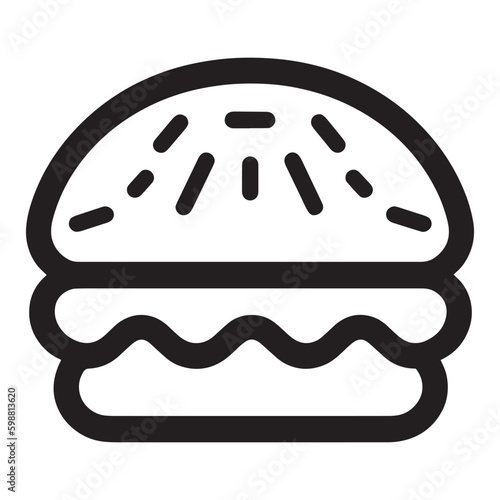 Hamburger icon, symbol for menu or food ordering app, simple graphic. Vector illustration