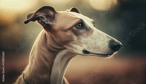 Greyhound dog. beautiful instagram photography - Generative AI  © T